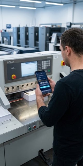 Полиграфия: оператор фиксирует работу на станке